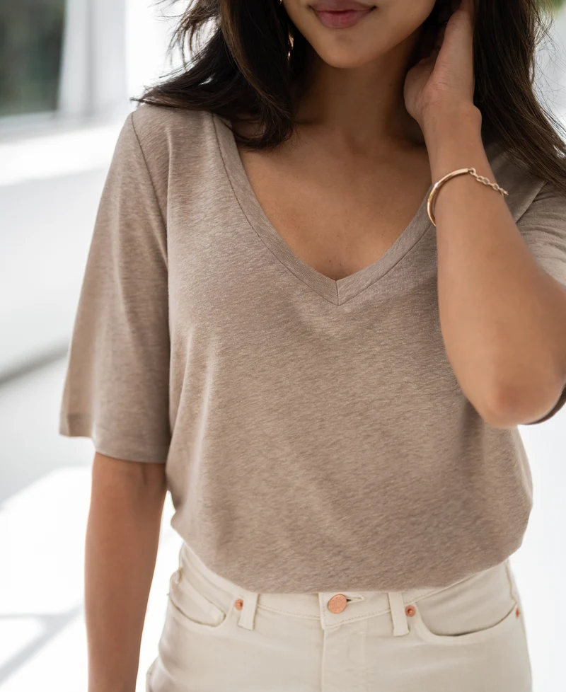 Linnen T-shirt LA DOMI Naturel