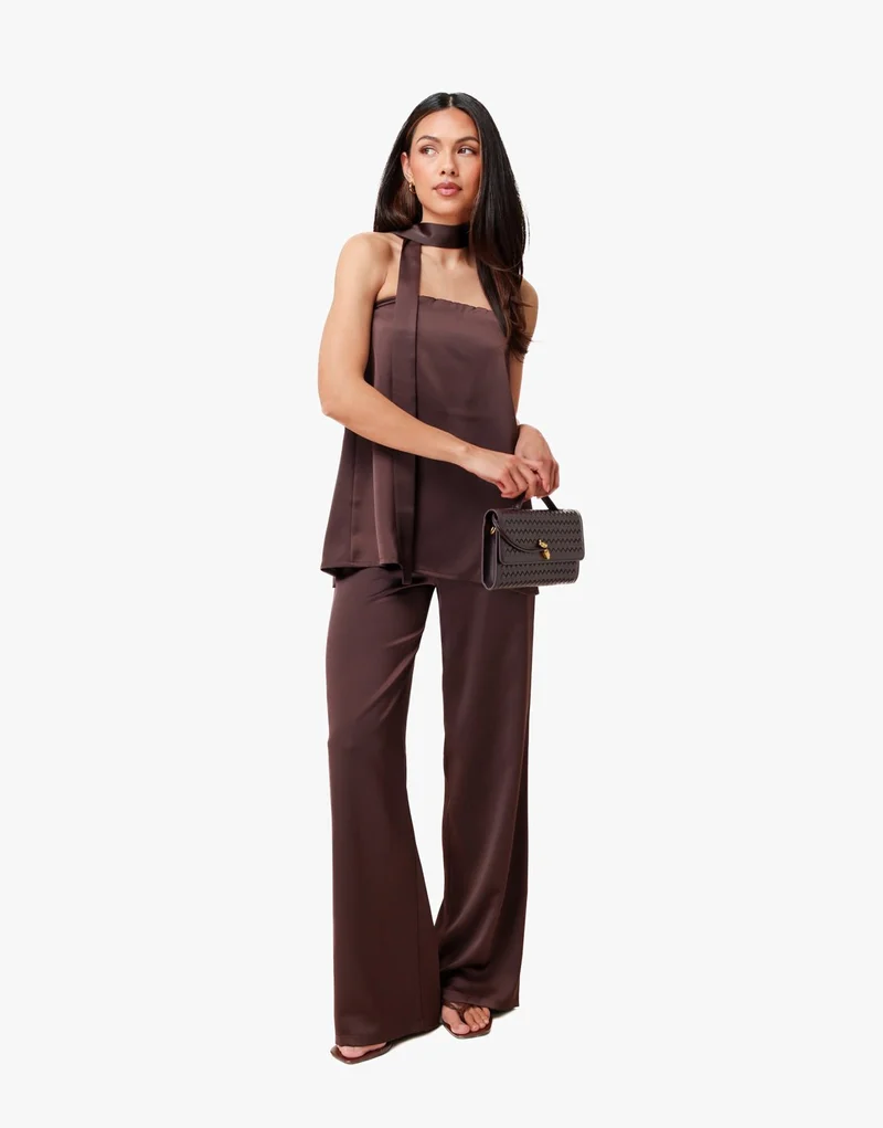 Donkerbruine Strapless Satijnen Sjaal Detail - Set