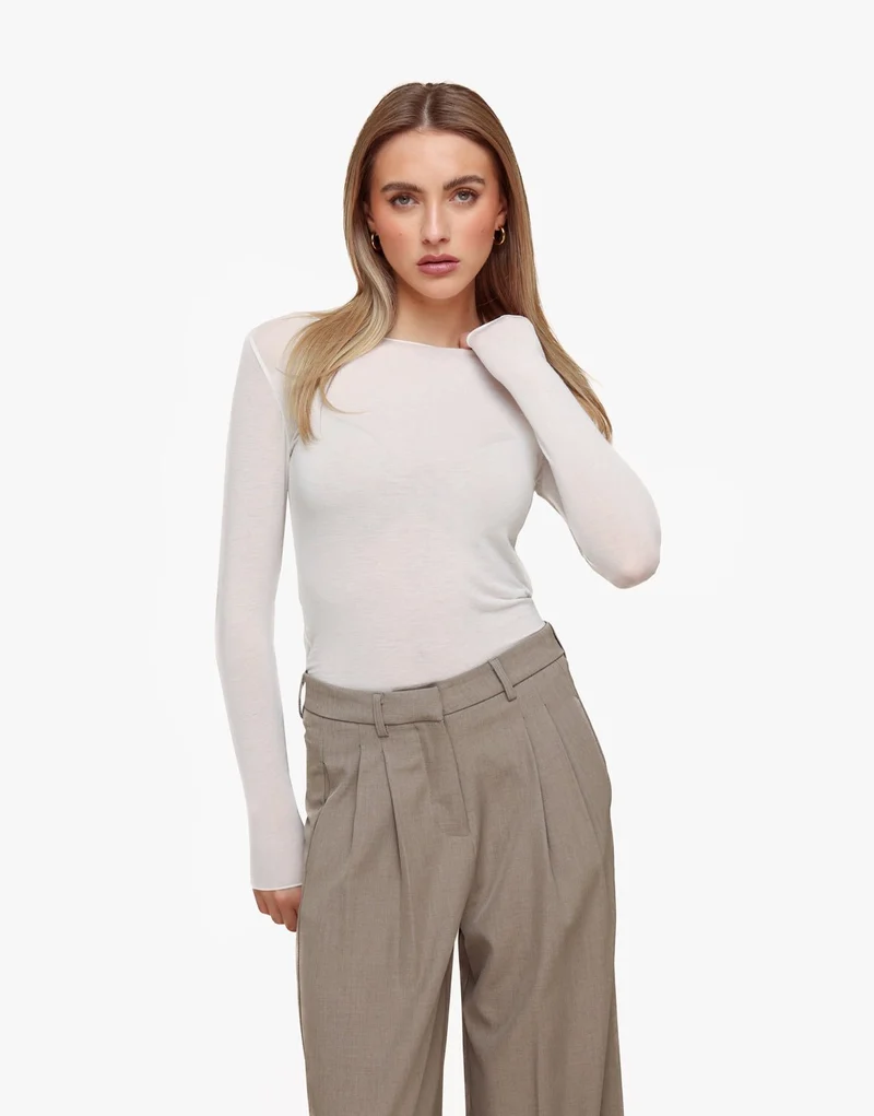 Witte Zachte Doorschijnende LS - Top