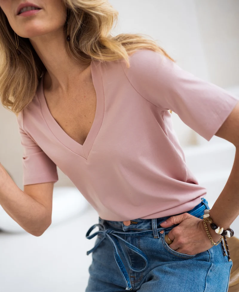 Stretch T-shirt korte mouw LA VOIX Roze