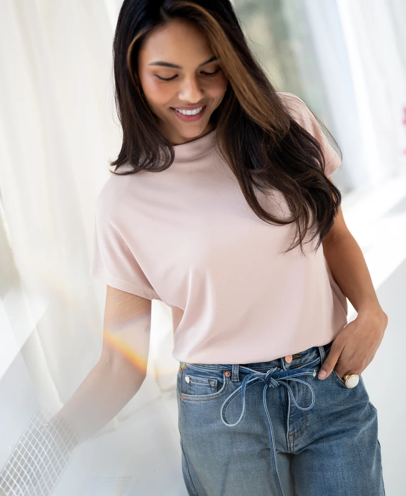 Rib coltop LA PIERRE Blush