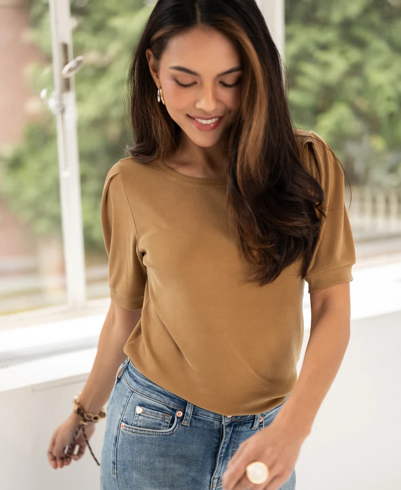 Rib T-shirt LA PHILEINE Goudgeel