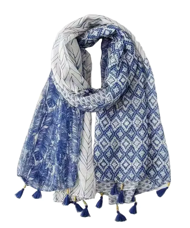 Dames Sjaal Boheemse Etnische Print Met Kwastjes