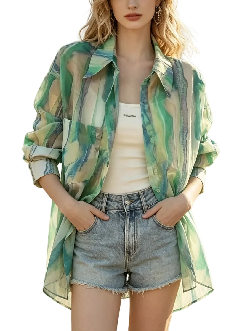 Dames Oversized Overhemd Tie-Dye Casual Zomerstijl