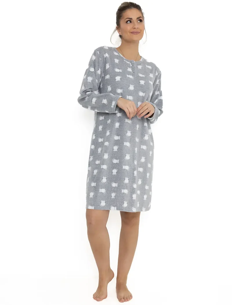 Cocodream Fleece nachthemd dames - Cats