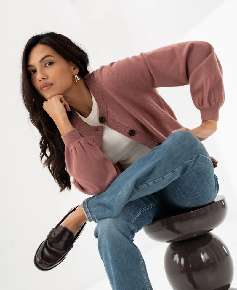 Vest ronde hals LA LEA Dusty pink
