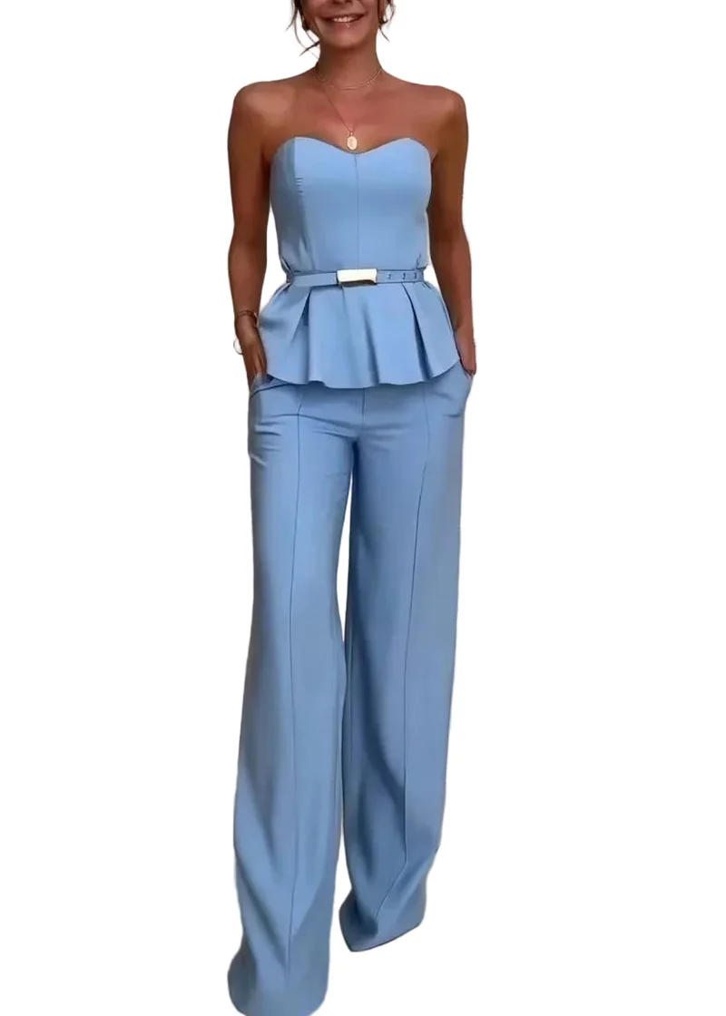 Dames Tweedelige Set Strapless Mouwloos