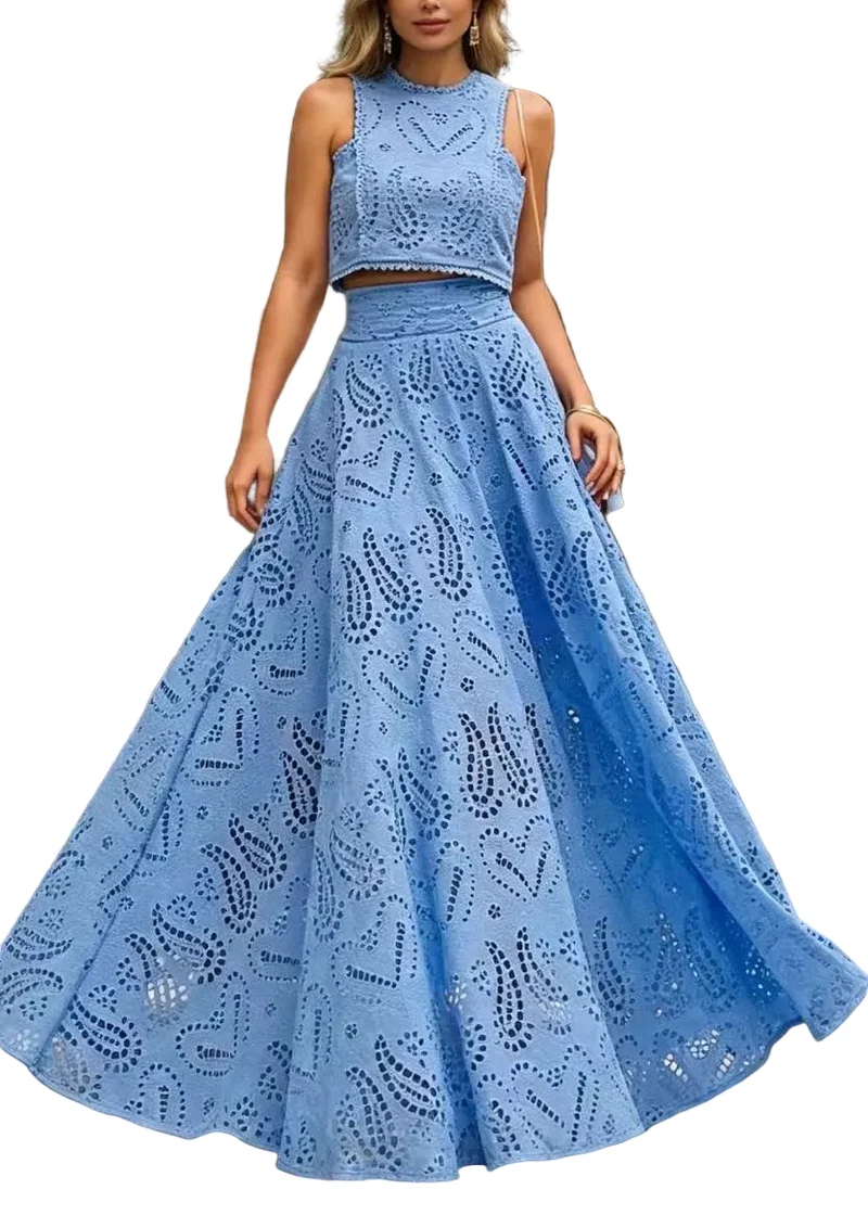 Dames Tweedelige Set Top en Rok Mouwloos