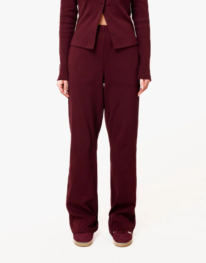 Aubergine Ribbel Lange Lounge - Broek