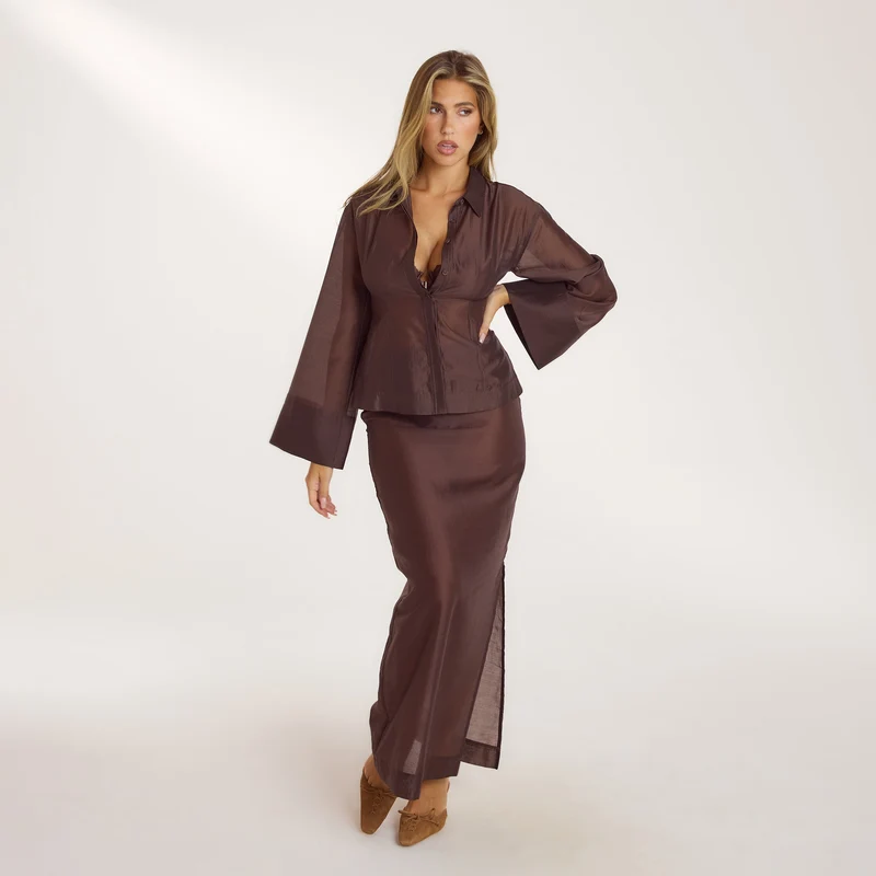 Sheer Maxirok - Chocolade