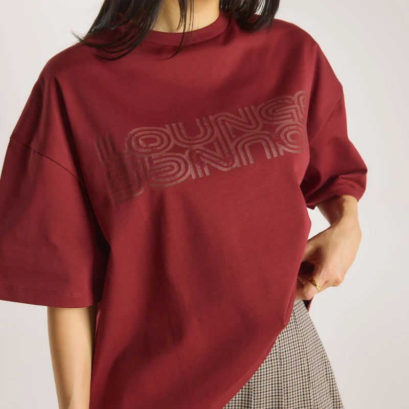 Oversized Graphic T-Shirt - Wijnrood