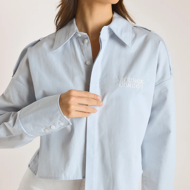 Asymmetrisch Shirt - Blauw Stripe