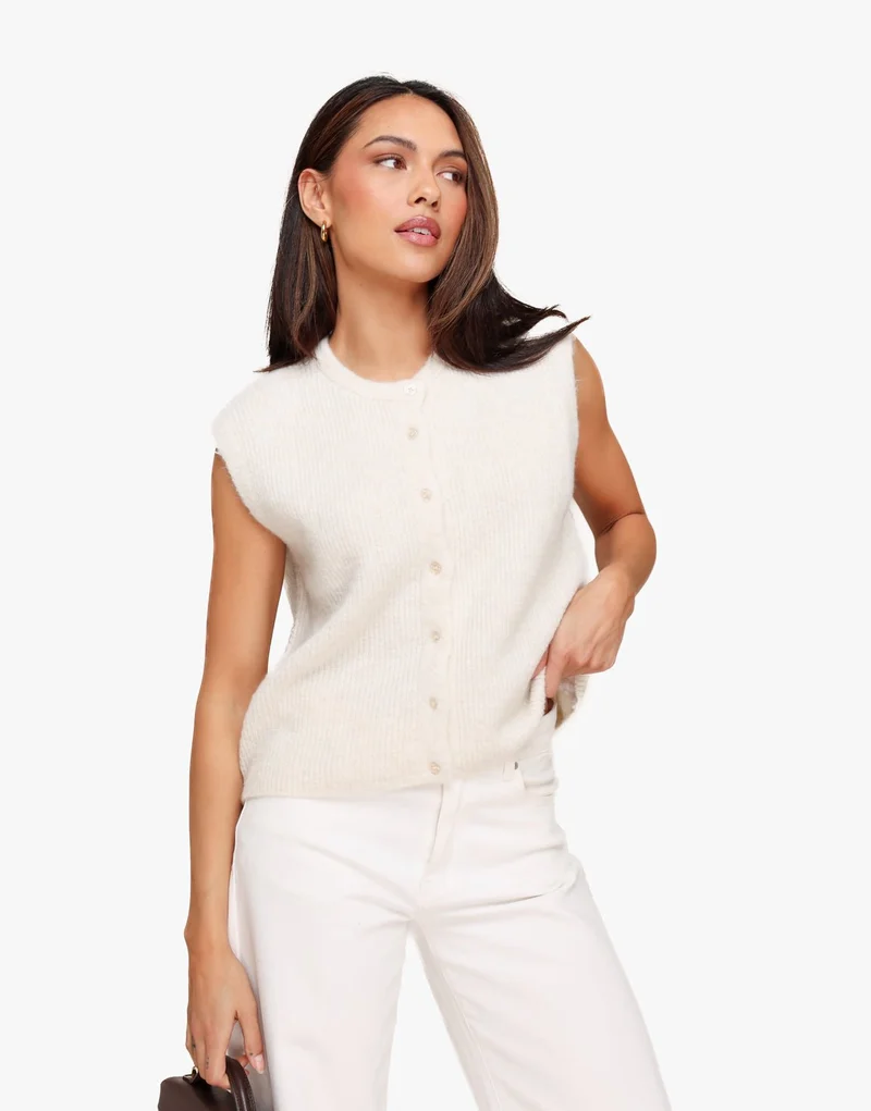 Creme Mouwloze Gilet - Vest