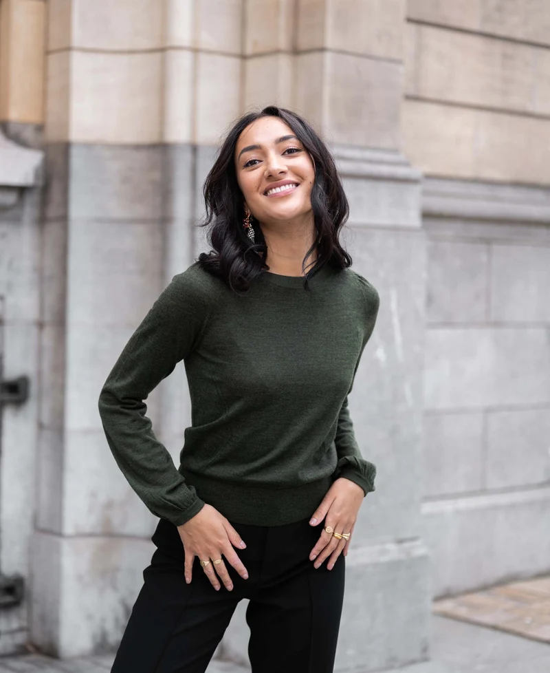 Merino trui LA COEUR in Bottlegreen
