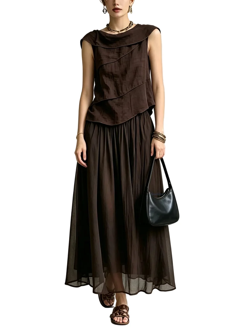 Dames Tweedelige Set Topje en Maxirok Casual Zomerstijl