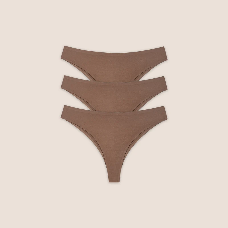 Seamless Bonded Brazilian Slipjes (3-pack) - Kastanjekleurig