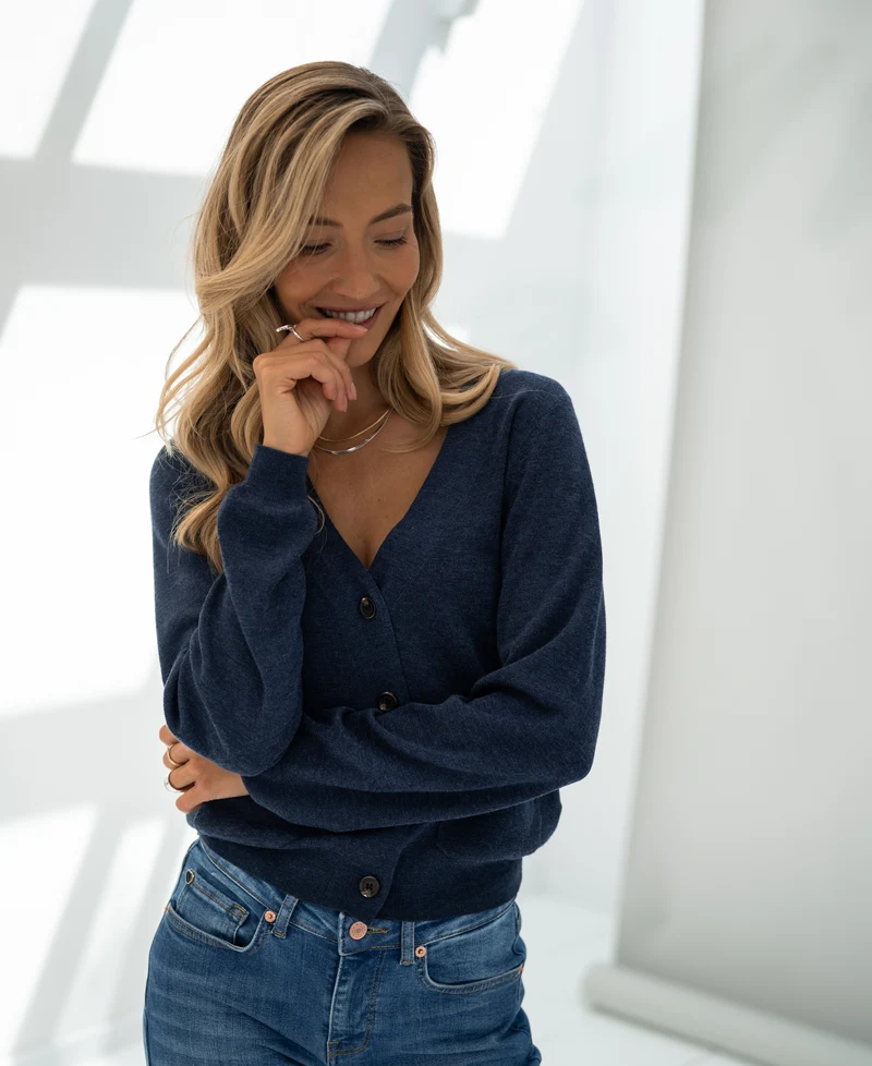 Merino vest LA DONNA Indigoblauw