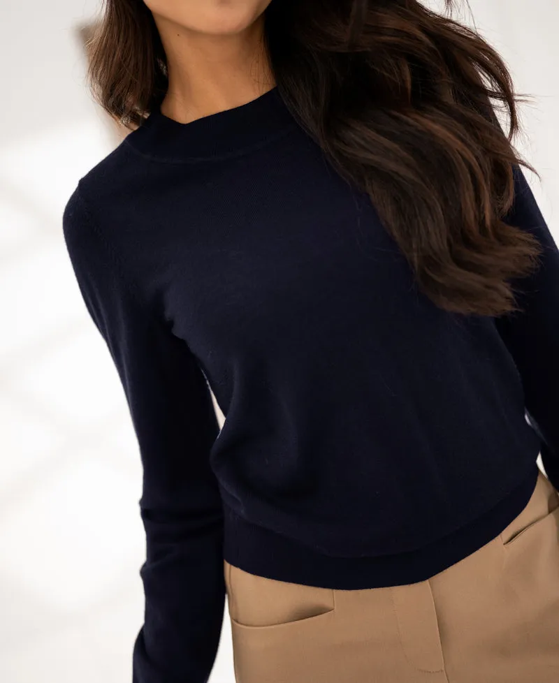 Merino trui LA GIGI in Donkerblauw