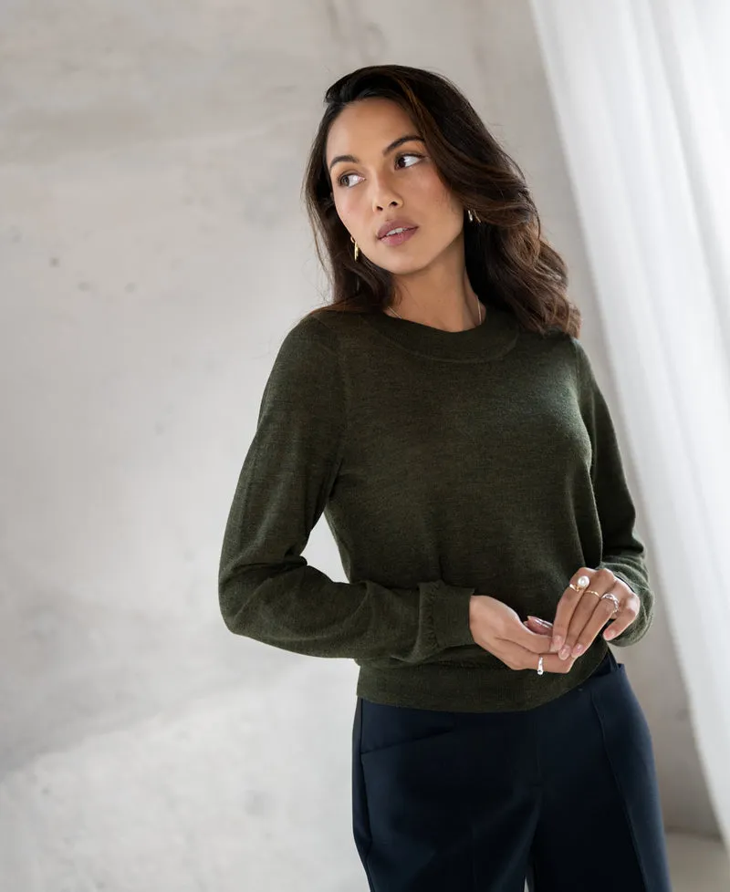 Merino trui LA GIGI in Bottlegreen