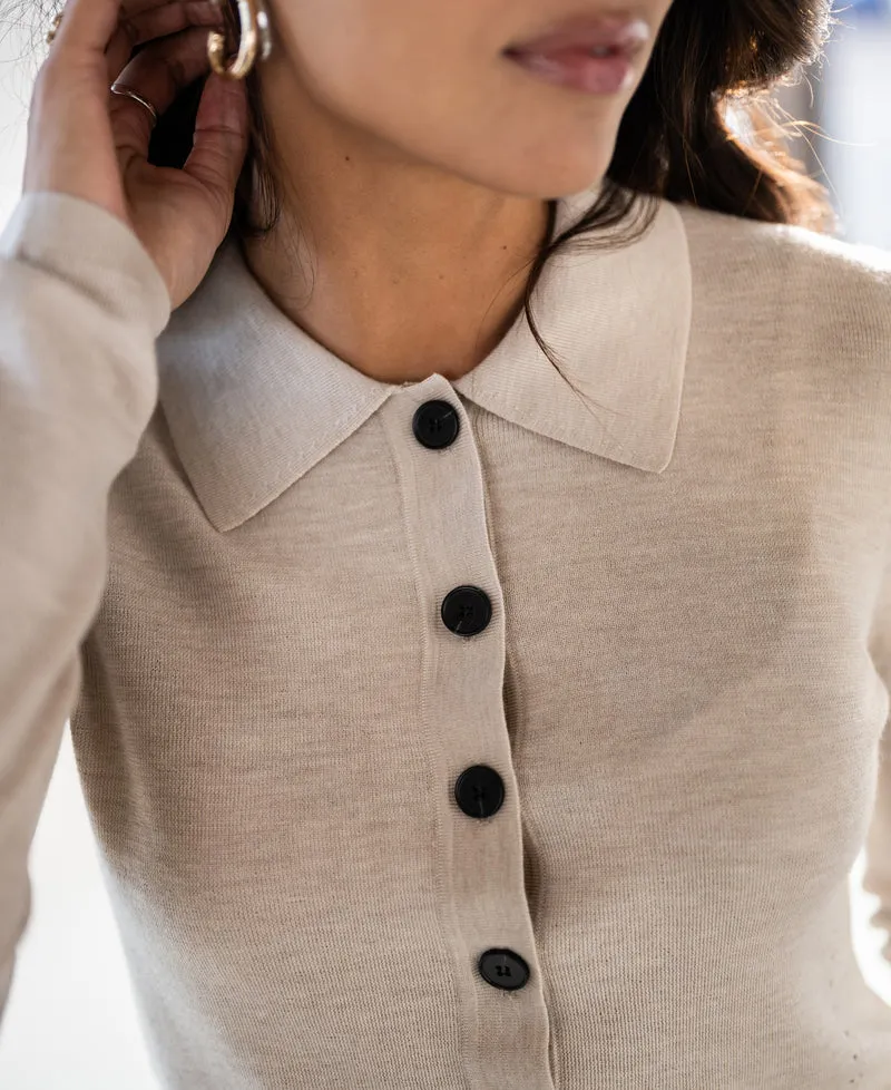 Merinowollen polo LE BOBIGNY Beige