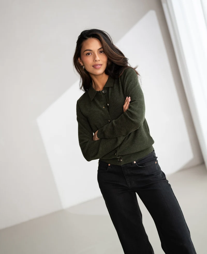 Vest polokraag LES VINGT Bottlegreen