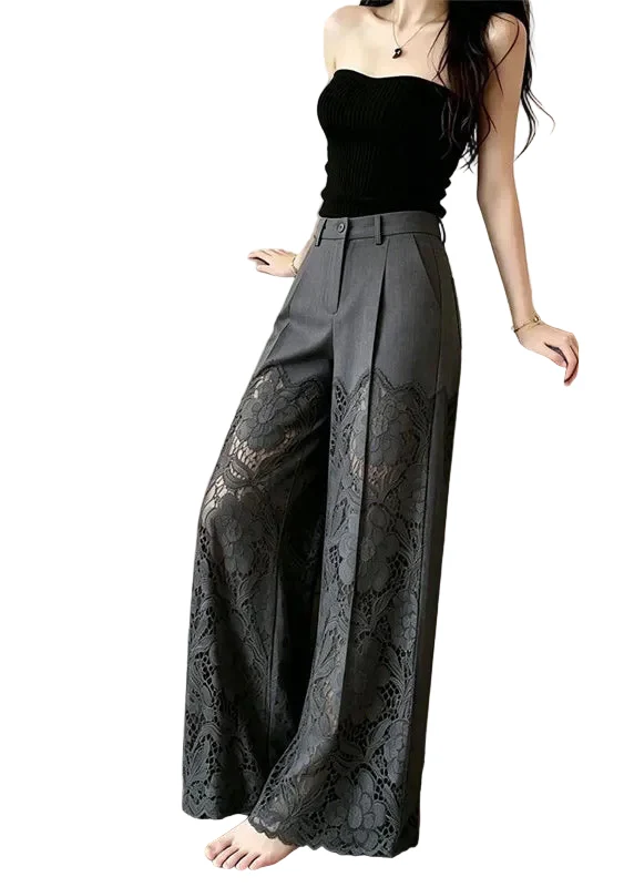 Dames Broek Hoge Taille Patchwork Kant