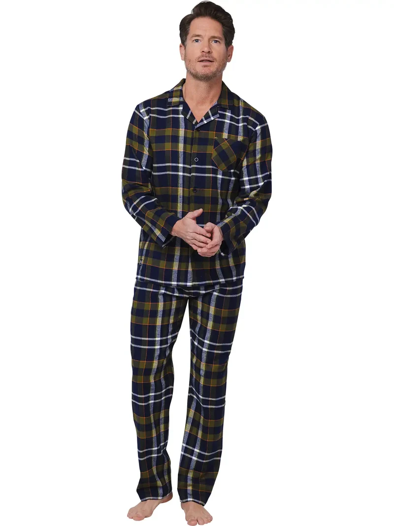 Pastunette Flanellen Heren Pyjama met knoopsluiting - Donkerblauw
