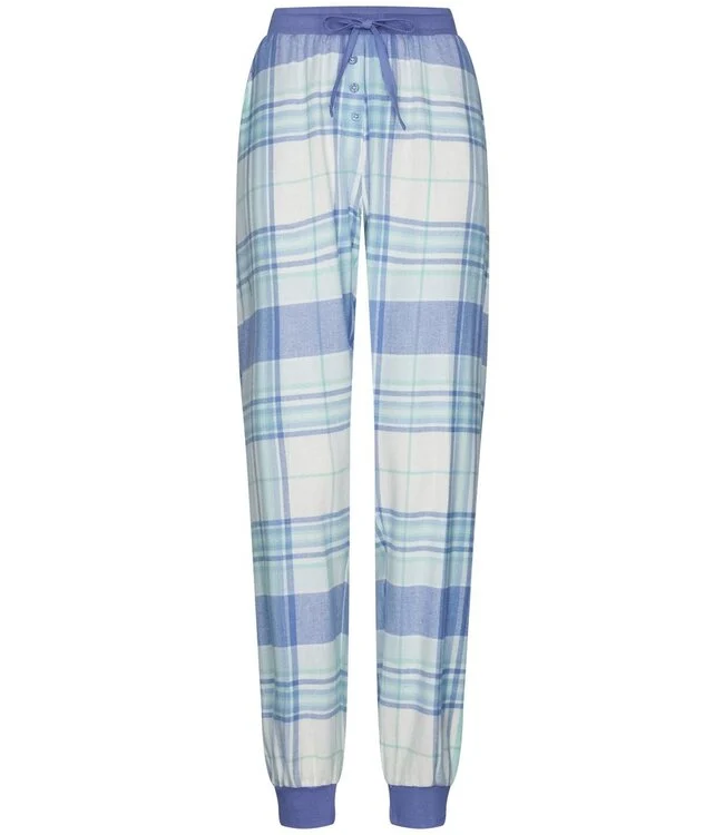 Rebelle Flanellen dames lange pyjamabroek - Mix en Match - Blauw ruit