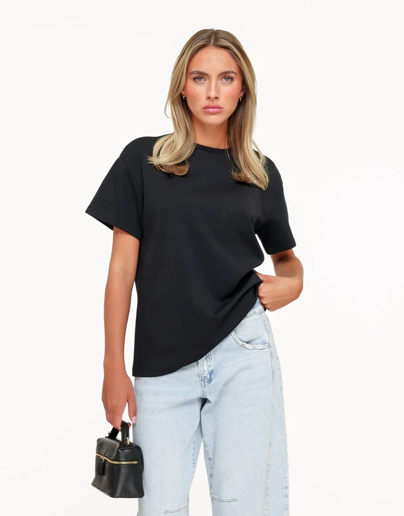Zwarte Oversized Basic SS - T-shirt