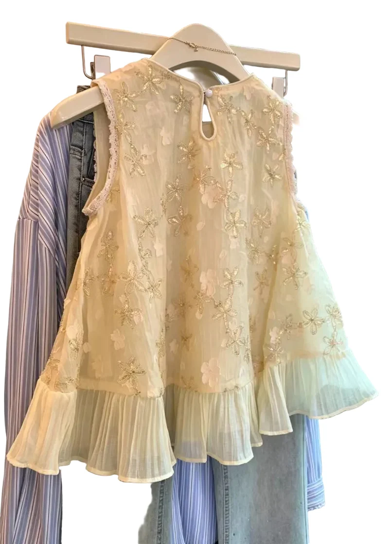 Dames Mouwloos Shirt Patchwork Casual