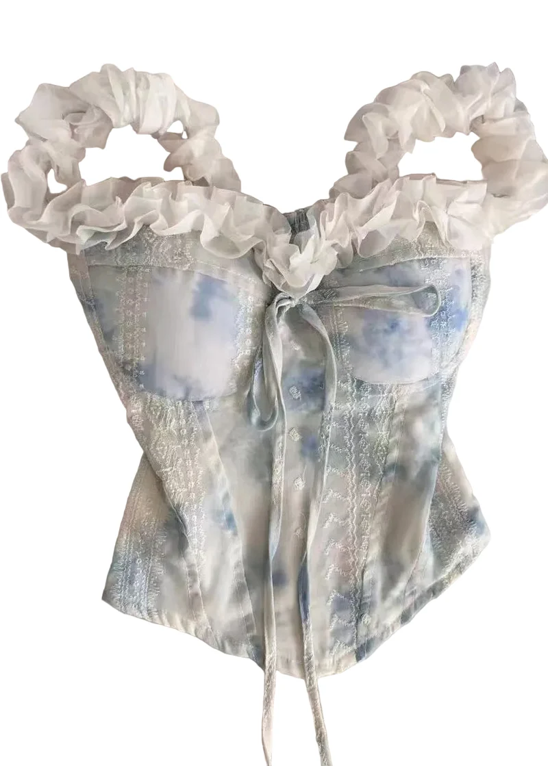 Dames Top Tie-Dye Met Ruches Zomerstijl