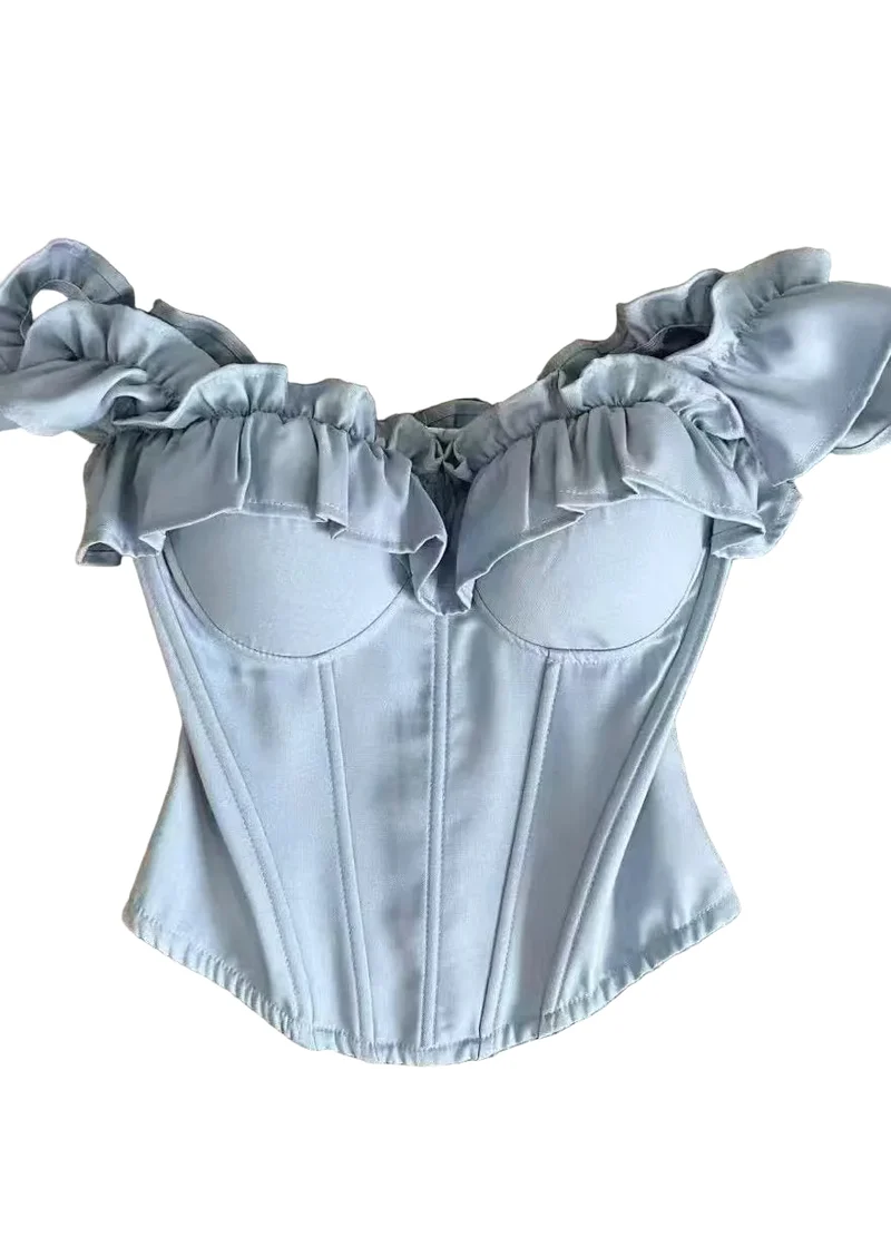 Dames Top Visgraatpatroon met Ruches voor Zomerstijl