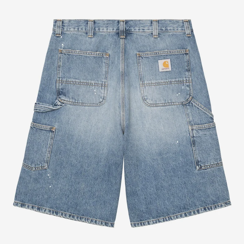 Carhartt WIP Heren OG Single Knee Kort | Blauwe vernietigingswas verfspatten