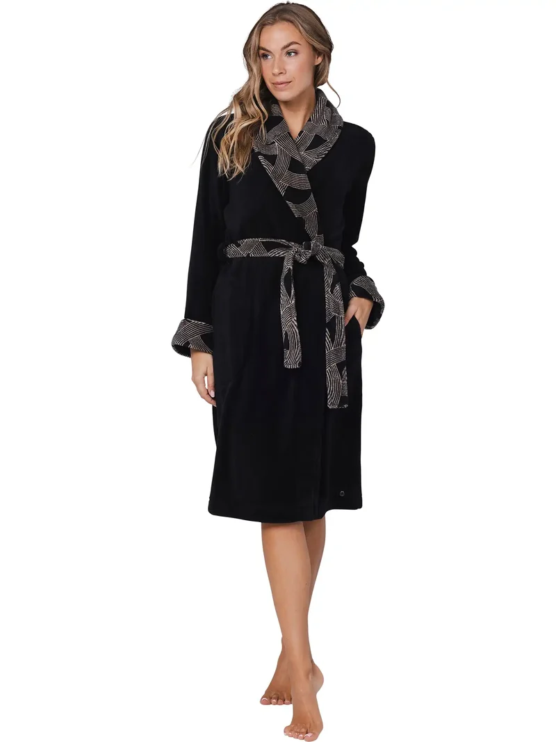 Pastunette dames Fleece Badjas - Zwart - Morning Gown