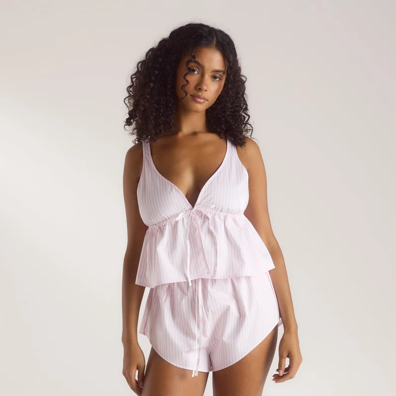 Bloom & Stripe Cami Pyjama Top - Roze
