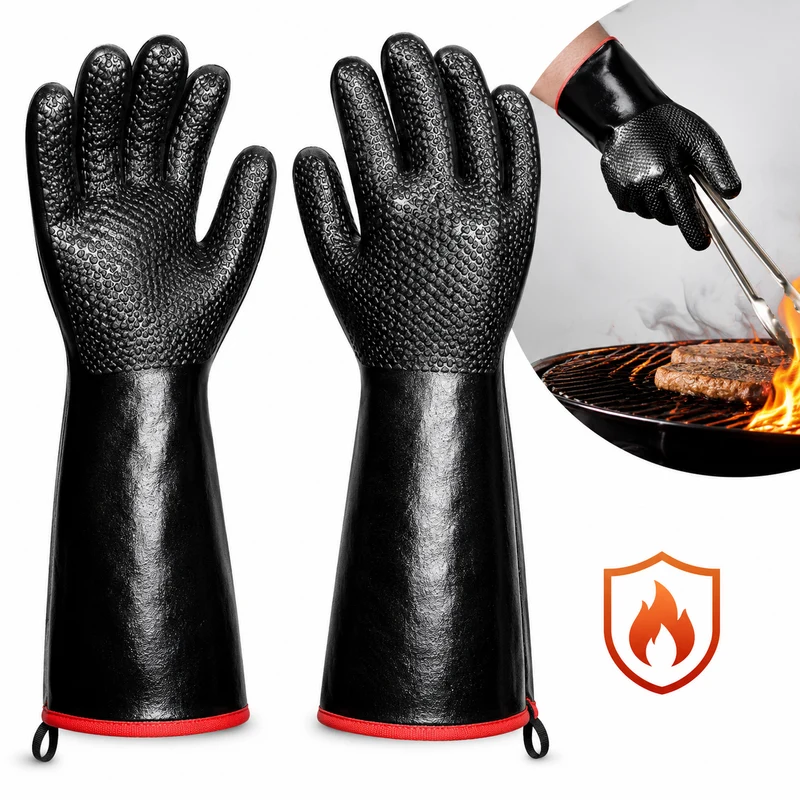 Unisex BBQ-handschoenen met antislip grip en verlengde manchetten