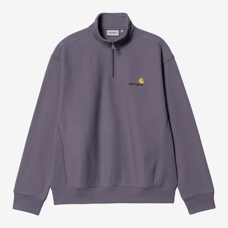 Carhartt WIP Heren halve rits American Script Sweatshirt | Shady Purple
