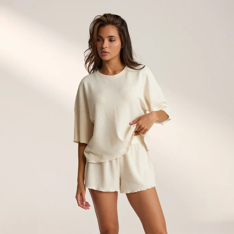 Soft Waffle Pyjama Top - Crème
