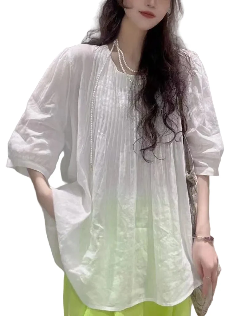 Dames Top O-hals Gerimpeld Casual Zomerstijl