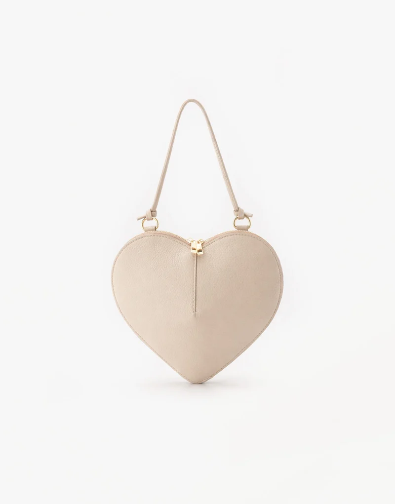Beige Leren Hart - Tas