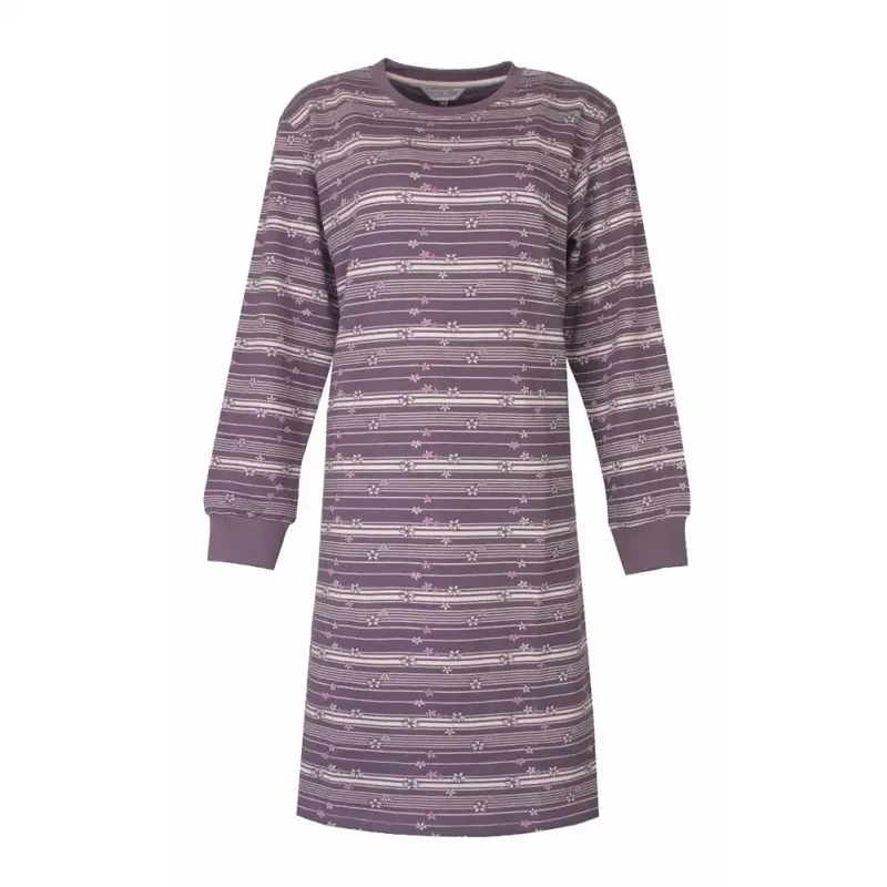 Tenderness fleece dames nachthemd lange mouw - Purple Flower