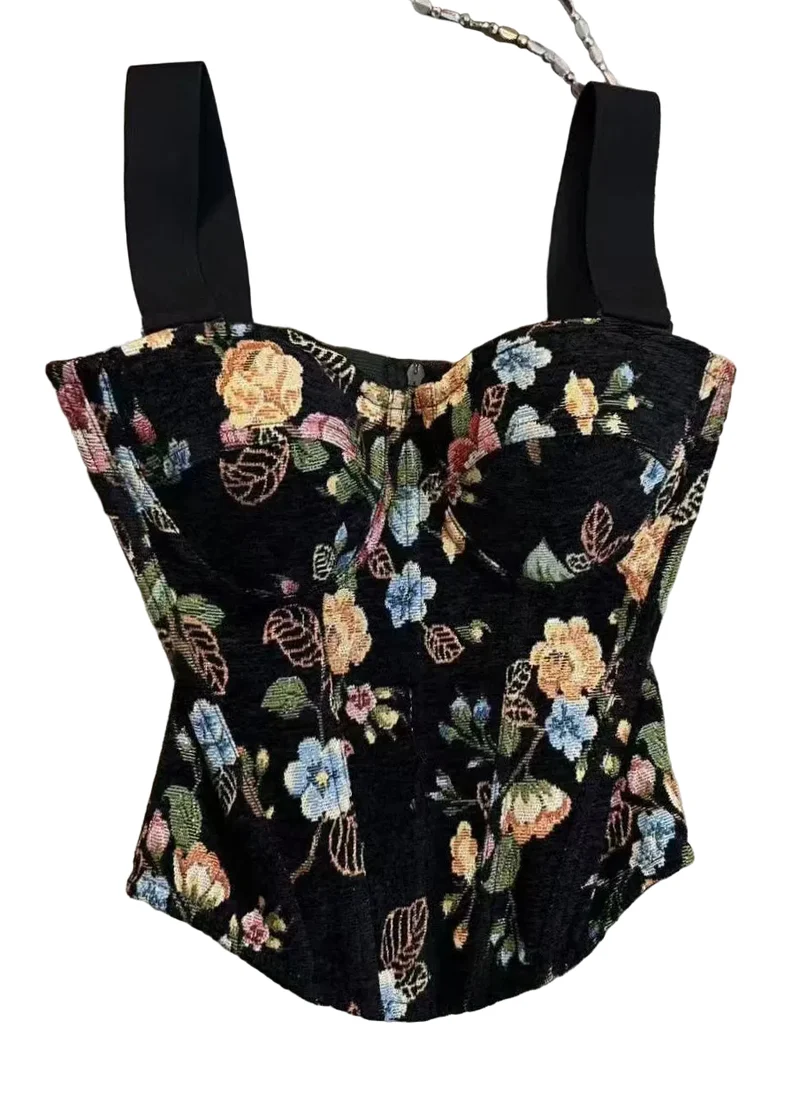 Dames Cami Tanktop Visgraatprint Zomerstijl