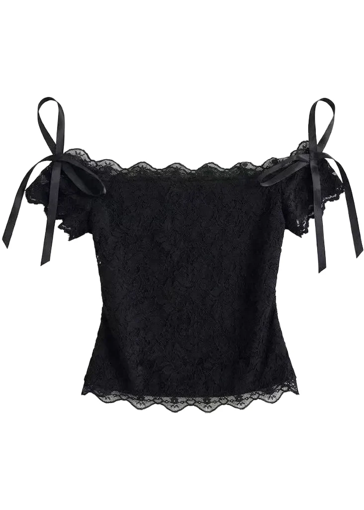 Dames Top Met Slash-Hals En Strikdetail