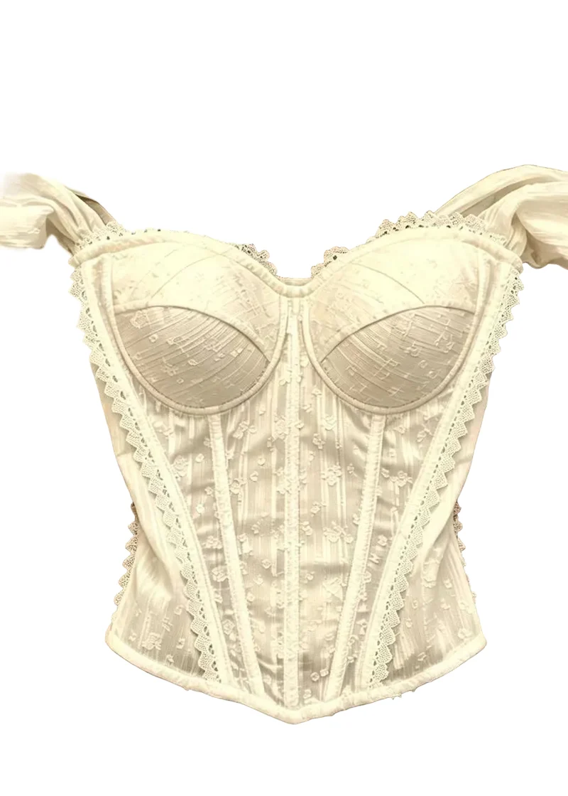 Dames Bustier Top Patchwork Kant Slim Fit