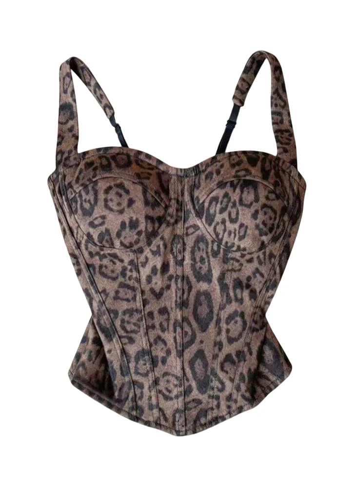 Dames Bustiertop Luipaard Visgraat Stijl Zomer