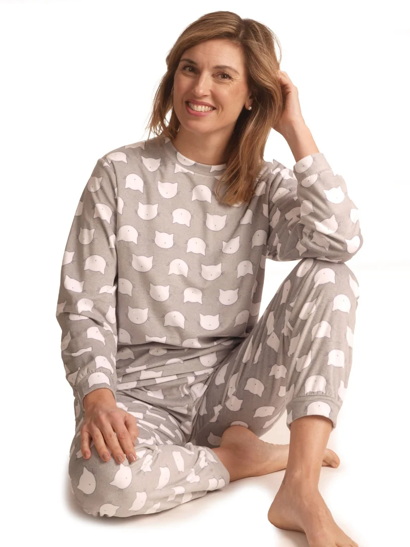 Cocodream micro velours dames pyjama - Cats