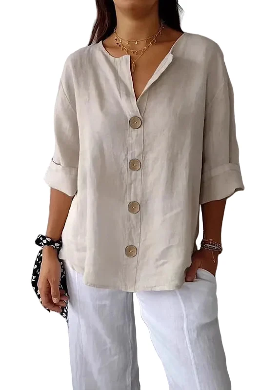 Dames Top Boho V-hals Patchwork Knoop Zomerstijl