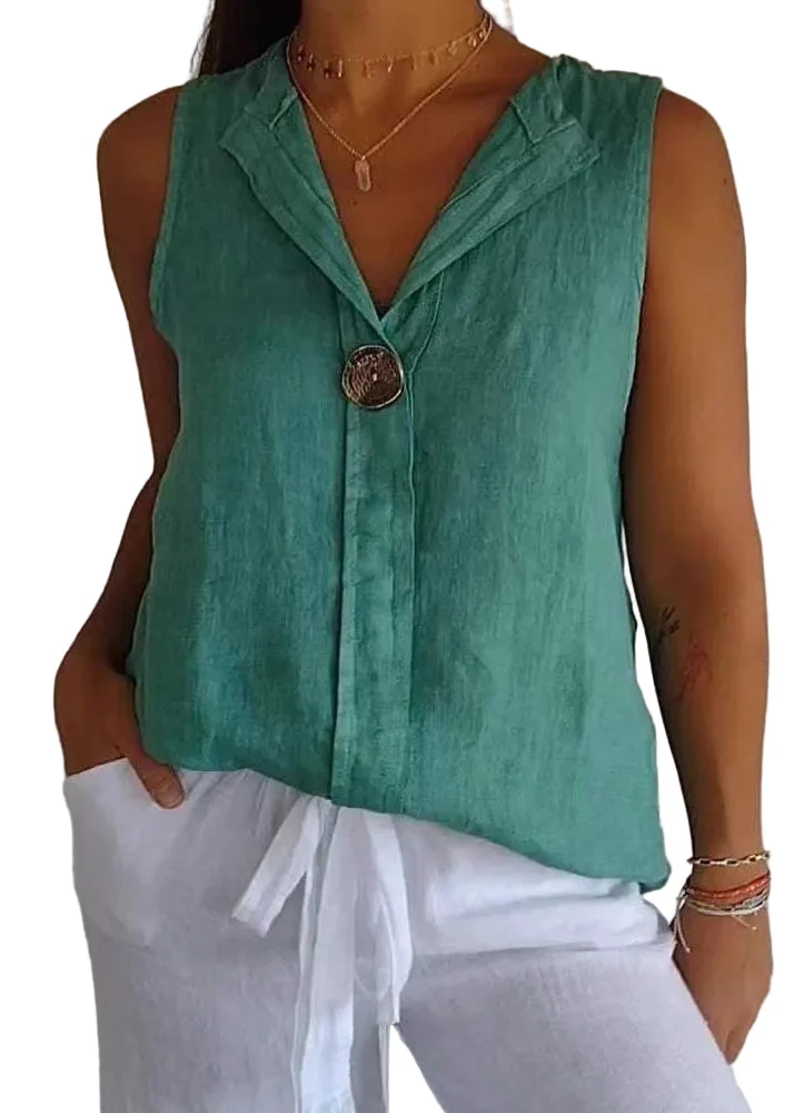 Dames Top V-hals Patchwork Zomerstijl