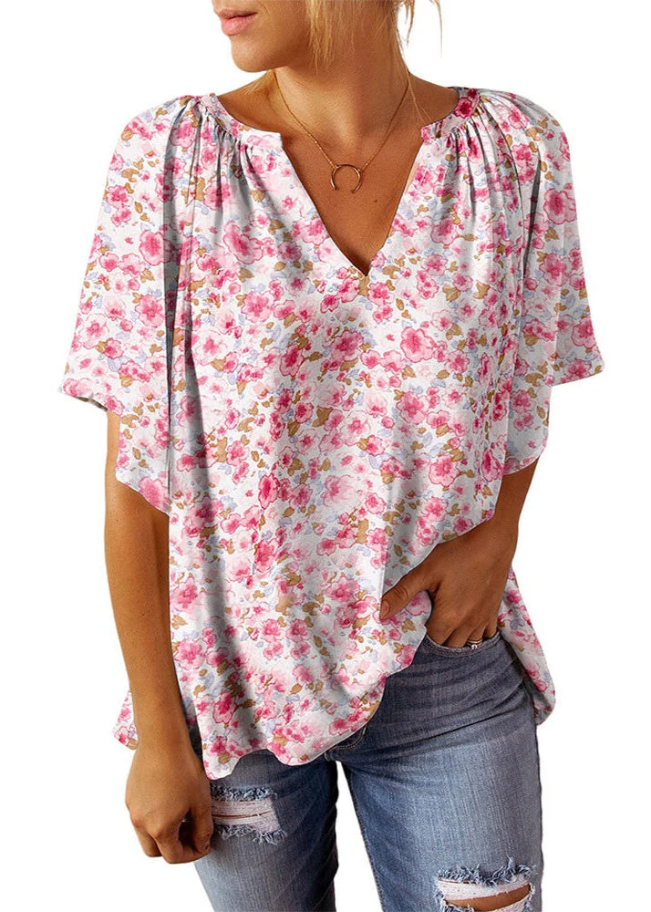 Dames Top V-hals Print Zomerstijl