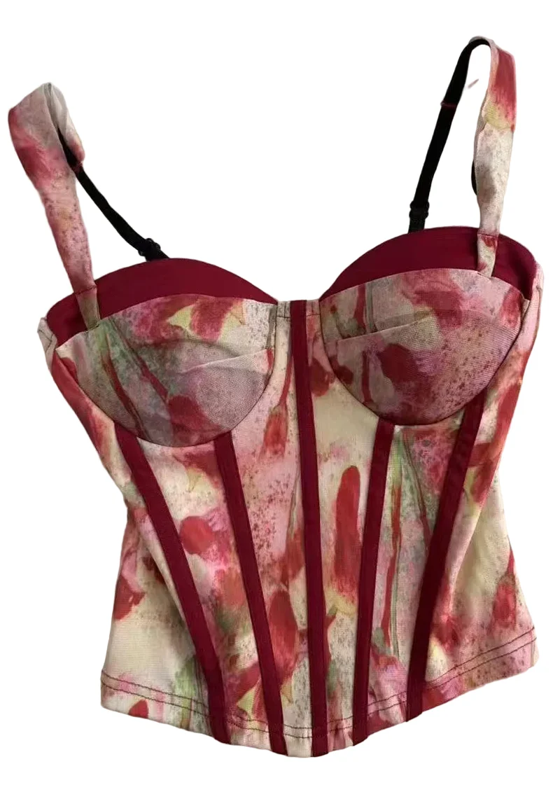 Dames Bustier Top Met Print Zomerse Stijl